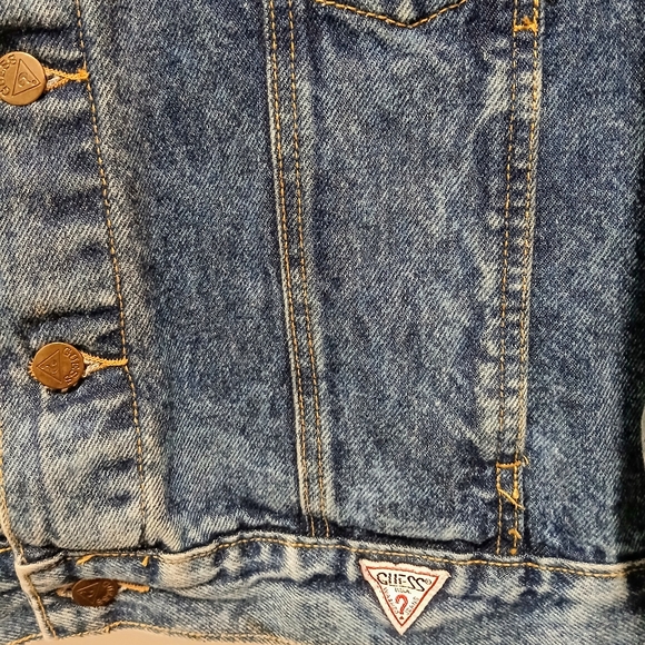 Guess Georges Marciano Blue Classic Jean Jacket Size M Excellent Trucker - Picture 5 of 7